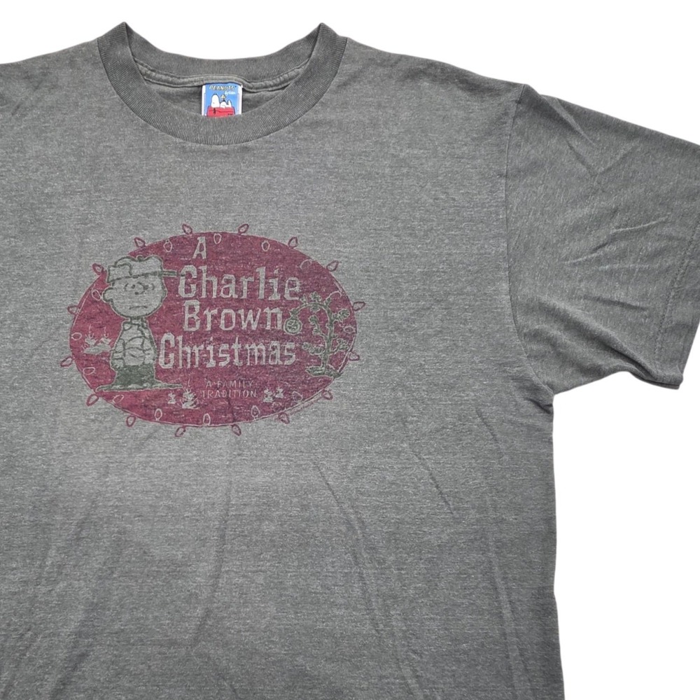 Retro Peanuts Charlie Brown Christmas‎ Graphic T-Shirt Green Mens Large